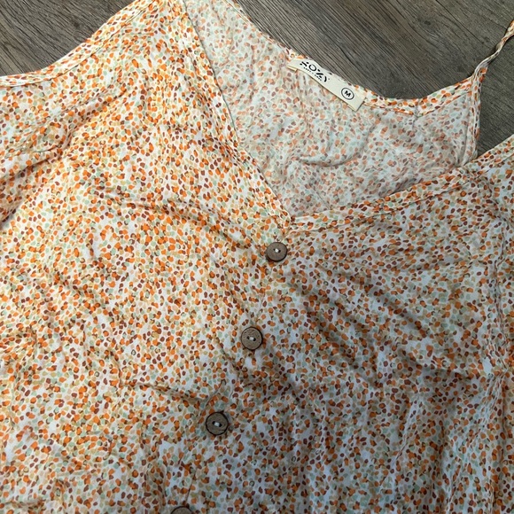 Floral Midi Dress in Cream and Orange - Picture 2 of 4